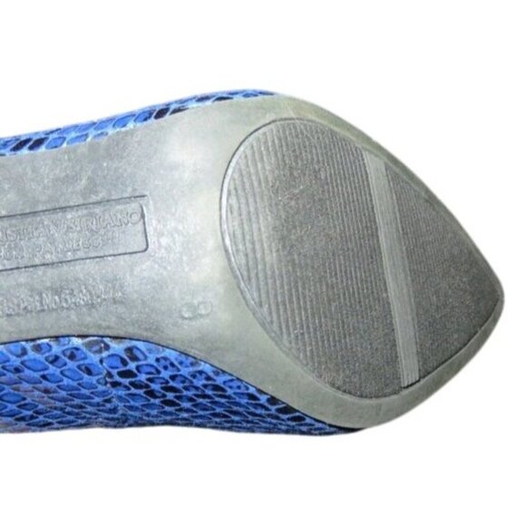 Christian Siriano Gorgeous Blue Python Snakeskin Embossed Italian Leather Pumps - Picture 10 of 13